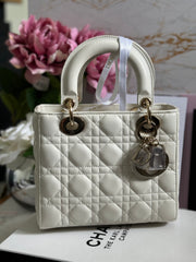 Christian Dior Lady Dior My ABC Dior Size Small in Latte Cannage Lambskin Gold Hardware with Strap (2023)